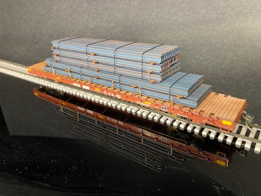Atlas HO Scale 68' Flatcar with Structural Steel